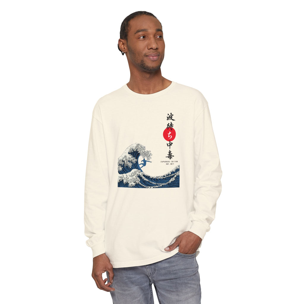 Great Wave Japanese Long Sleeve Tee — Kanagawa Wave & Red Sun Graphic