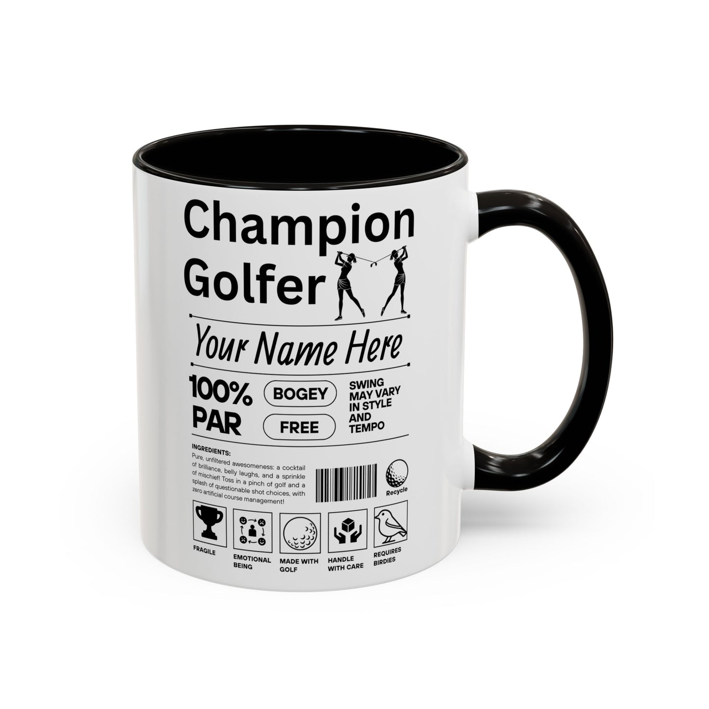 Mug with 'Champion Golfer' design on a white background