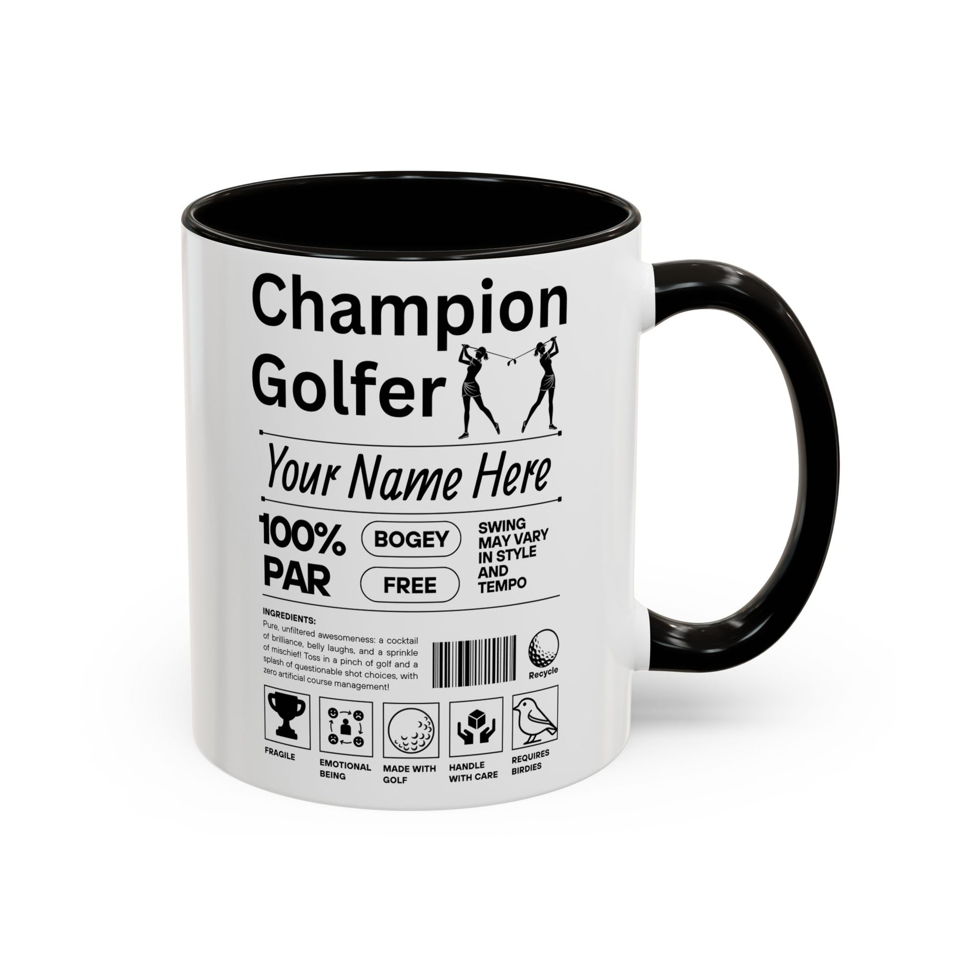 Mug with 'Champion Golfer' design on a white background