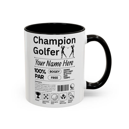 Mug with 'Champion Golfer' design on a white background