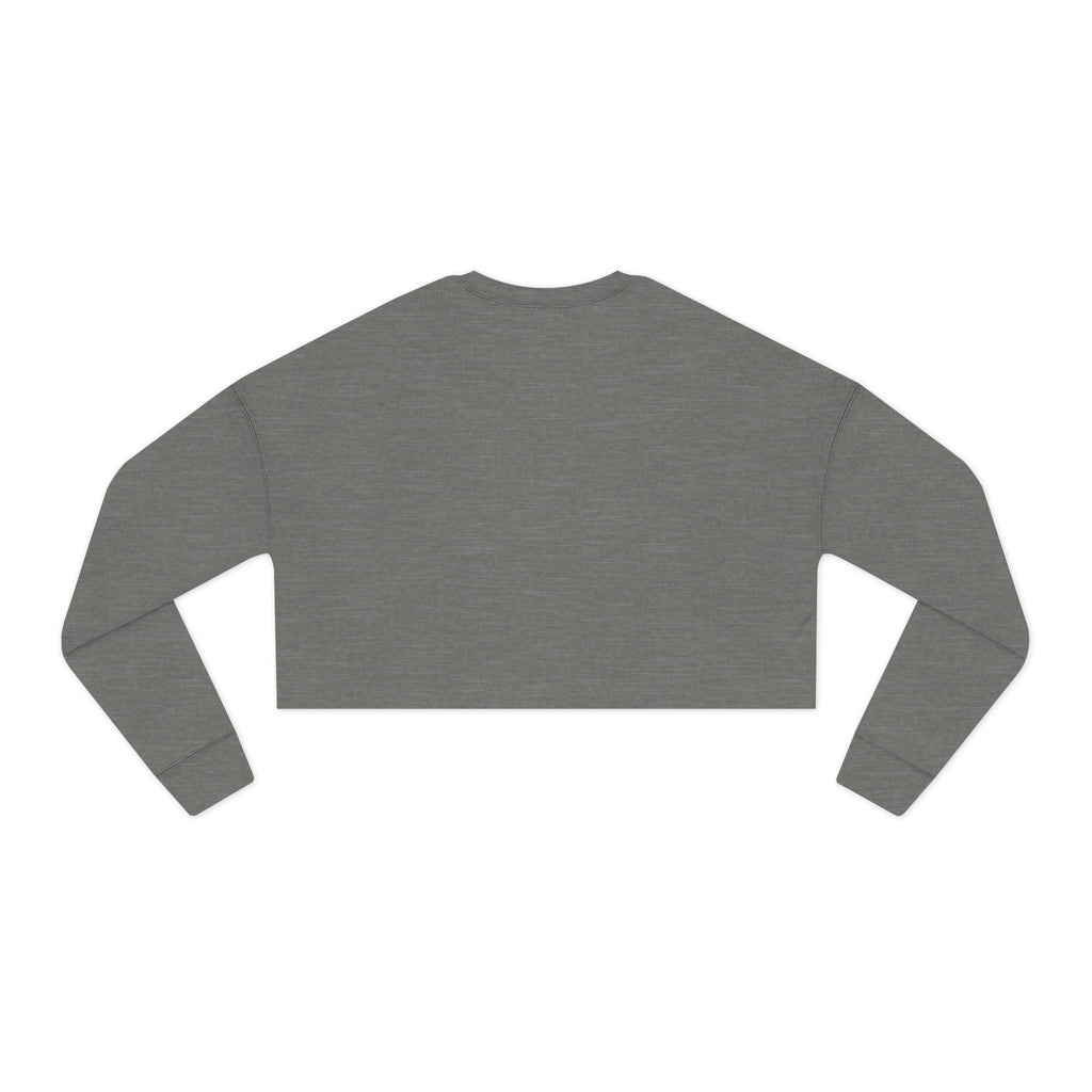 Gray long-sleeve crop top on a white background