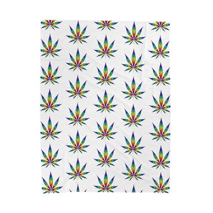 Cannabis Leaf Blanket with rainbow patterns
