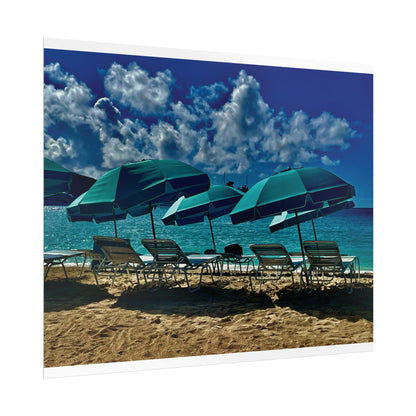 Poster Rholio Ymbarél Traeth o Sint Maarten