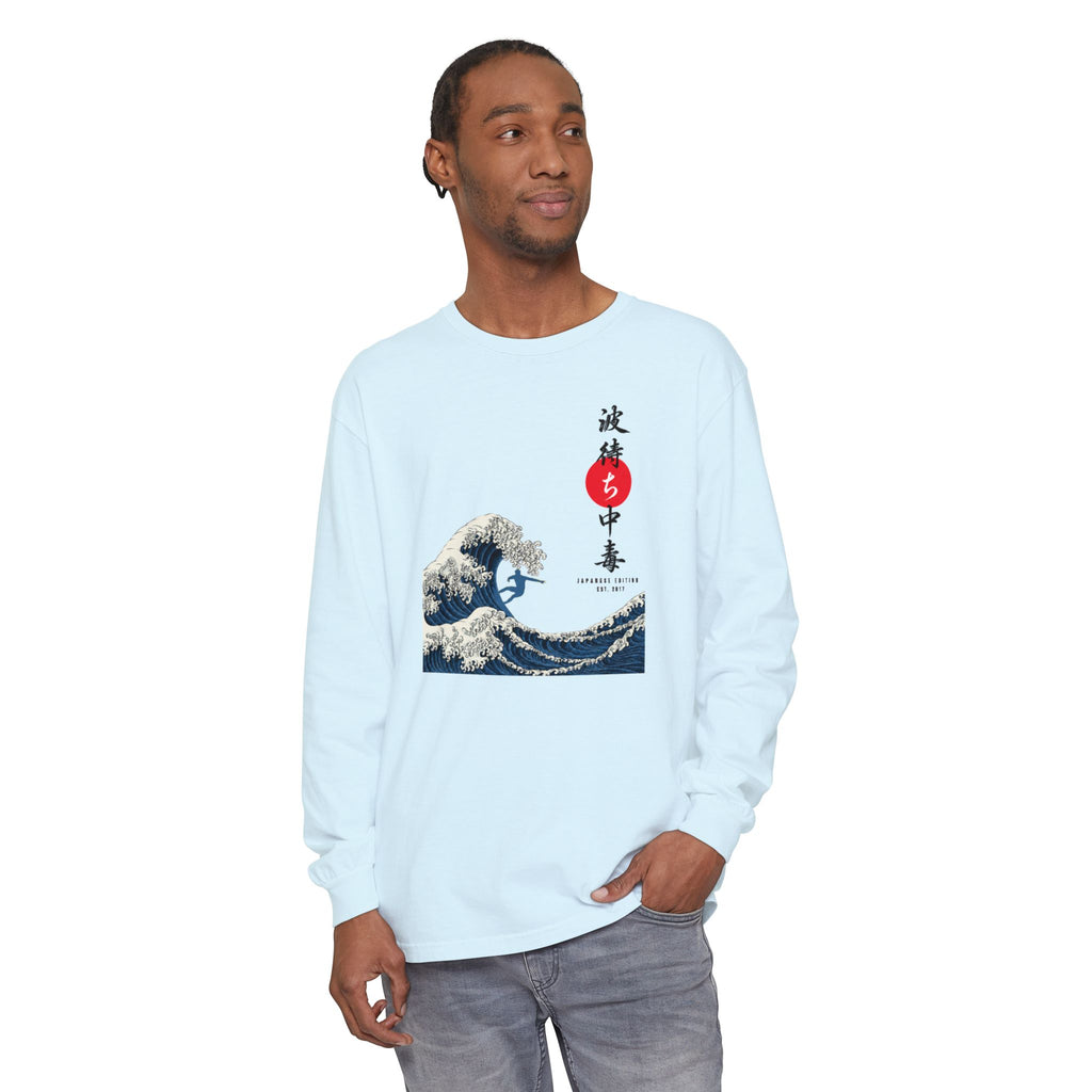 Great Wave Japanese Long Sleeve Tee — Kanagawa Wave & Red Sun Graphic