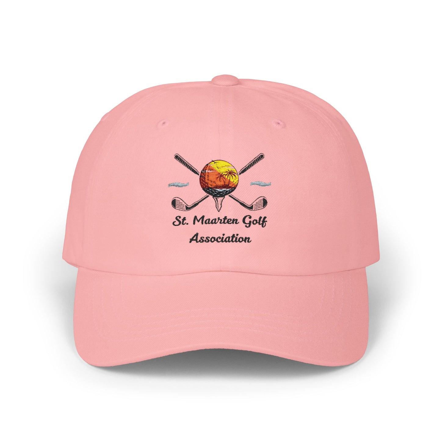 St. Maarten Golf Association Dad Cap - Embroidered Sunset & Crossed Clubs