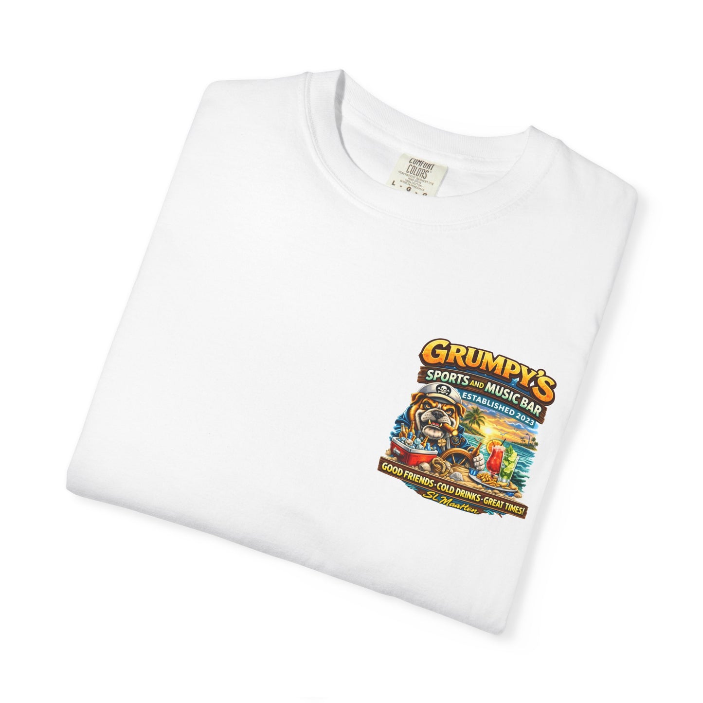 Grumpy's Sports & Music Bar T-Shirt — Retro Beach Bar Graphic Tee