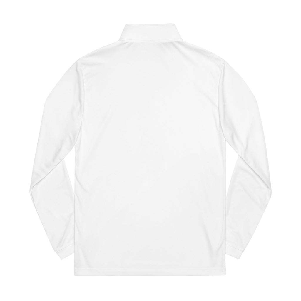 Embroidered Quarter-Zip Pullover — White Performance Adidas Style