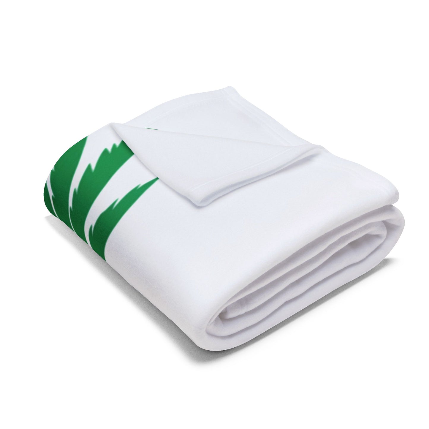Roll of white paper with green stripes on a white background