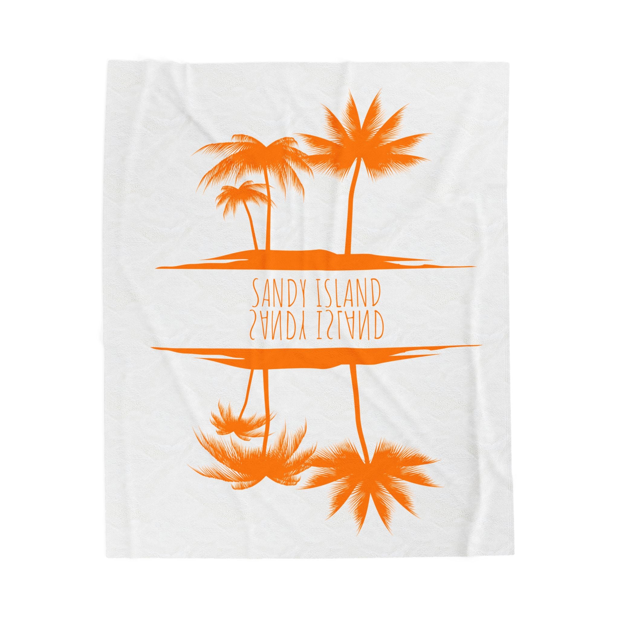Tropical beach blanket with orange palm tree design