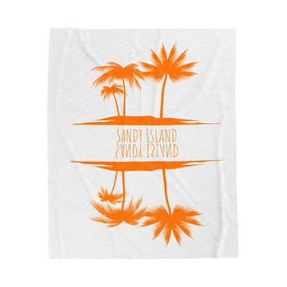 Tropical beach blanket with orange palm tree design