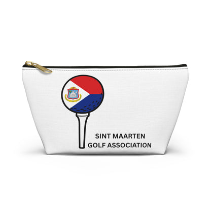 White pouch with Sint Maarten Golf Association logo on a white background