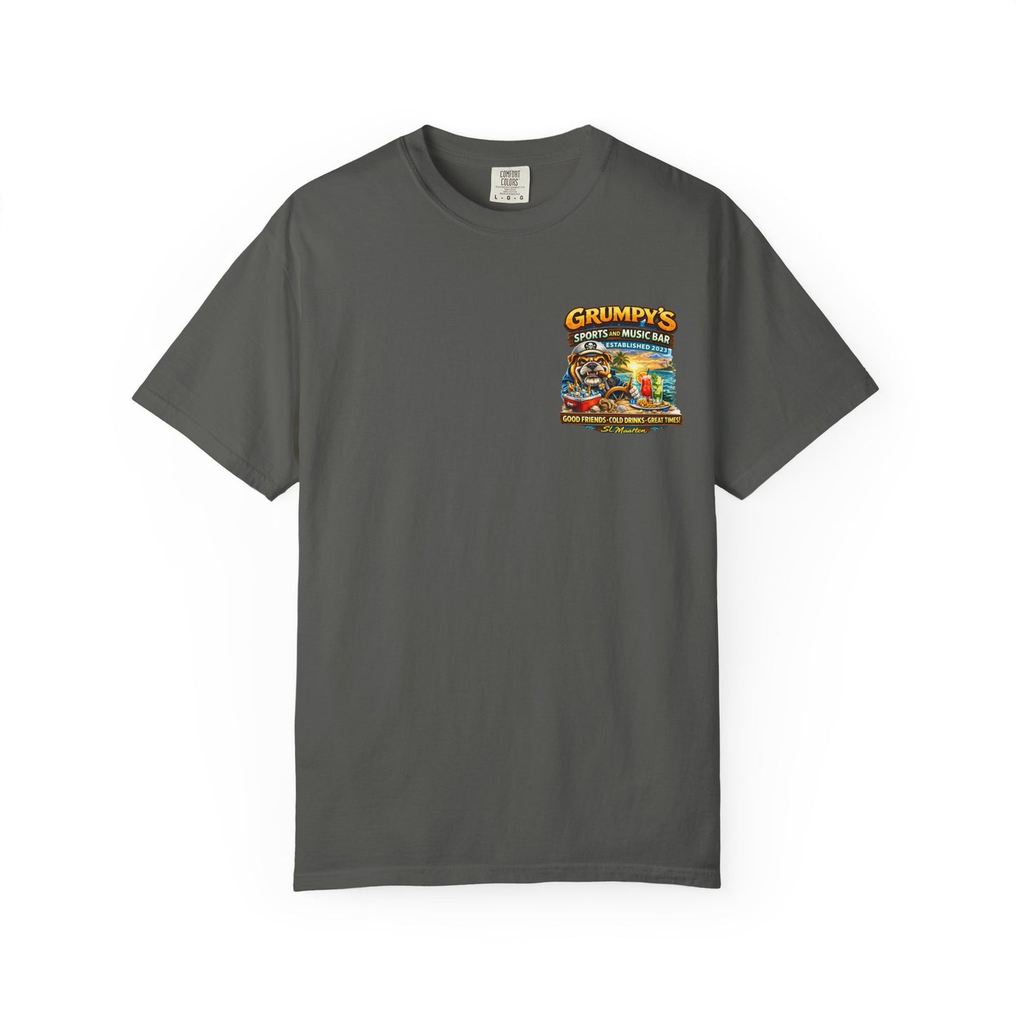 Grumpy's Sports & Music Bar T-Shirt — Retro Beach Bar Graphic Tee