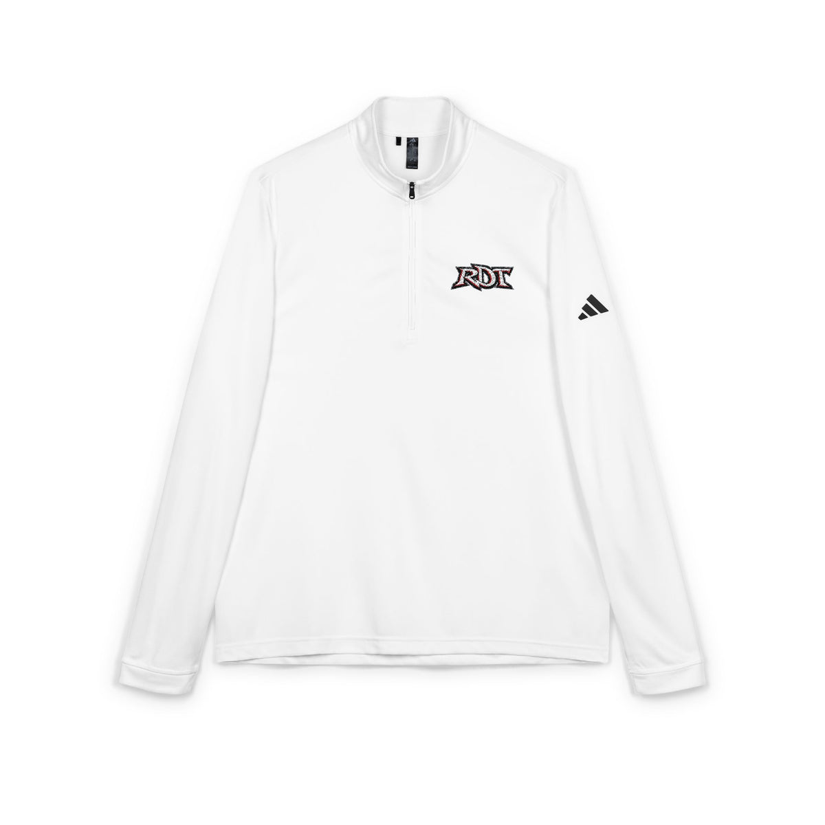 Embroidered Quarter-Zip Pullover — White Performance Adidas Style