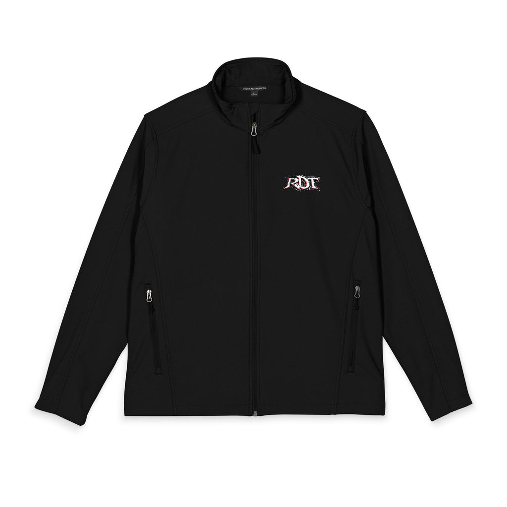 Embroidered Checker Logo Soft Shell Jacket - Men's Lightweight Windproof Coat