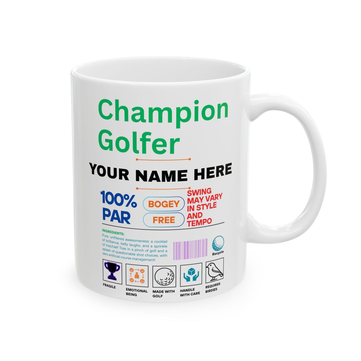 Mwg Personol Golffiwr Pencampwr - Anrheg Berffaith i Gariadon Golff