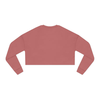 Pink long-sleeve crop top on a white background