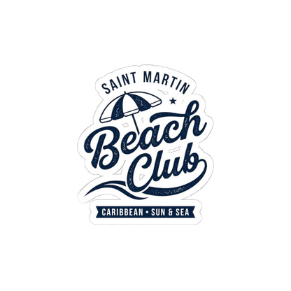 Saint Martin Beach Club Sticker | Caribbean Sun & Sea, Retro Island Pride