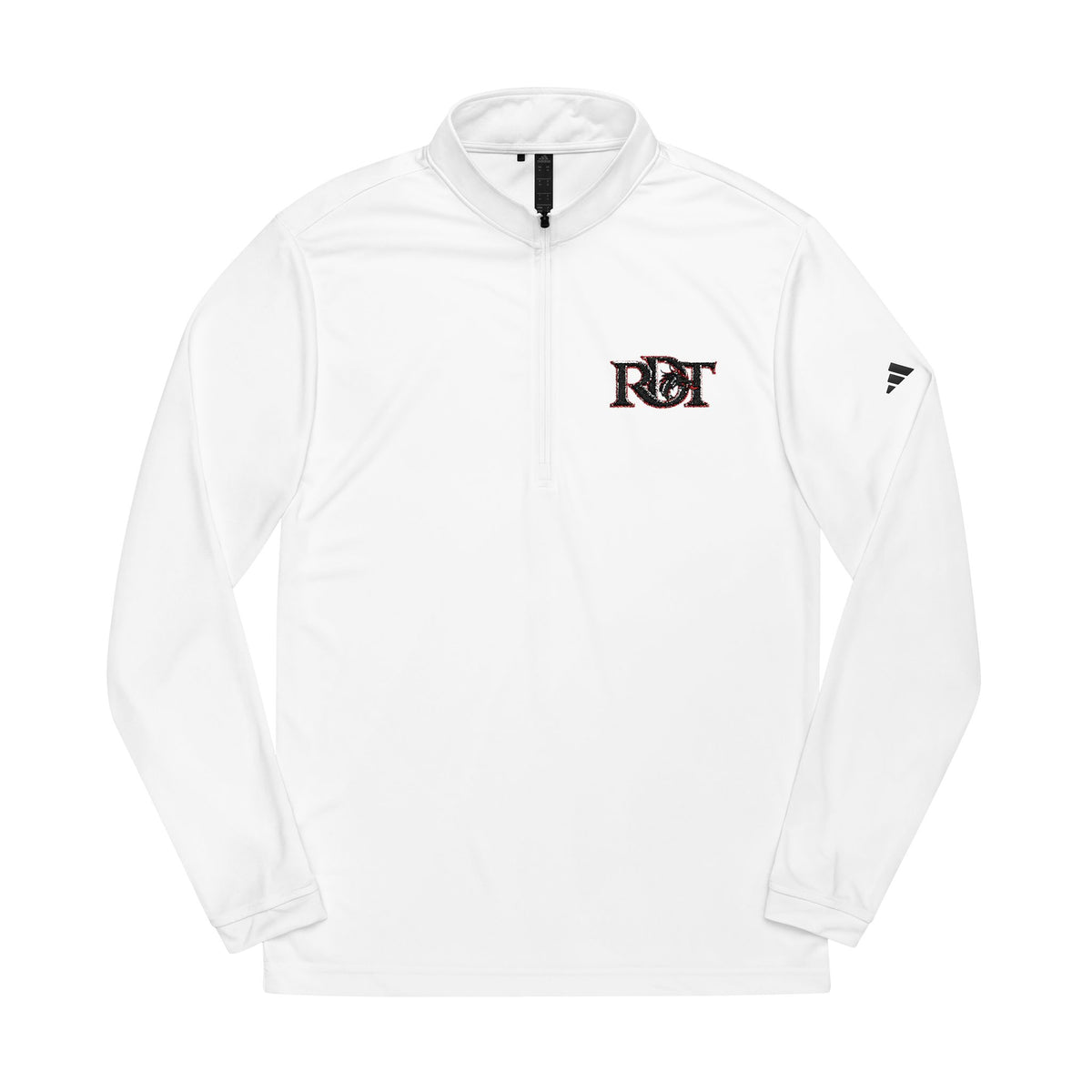 Embroidered Quarter-Zip Pullover — White Performance Adidas Style