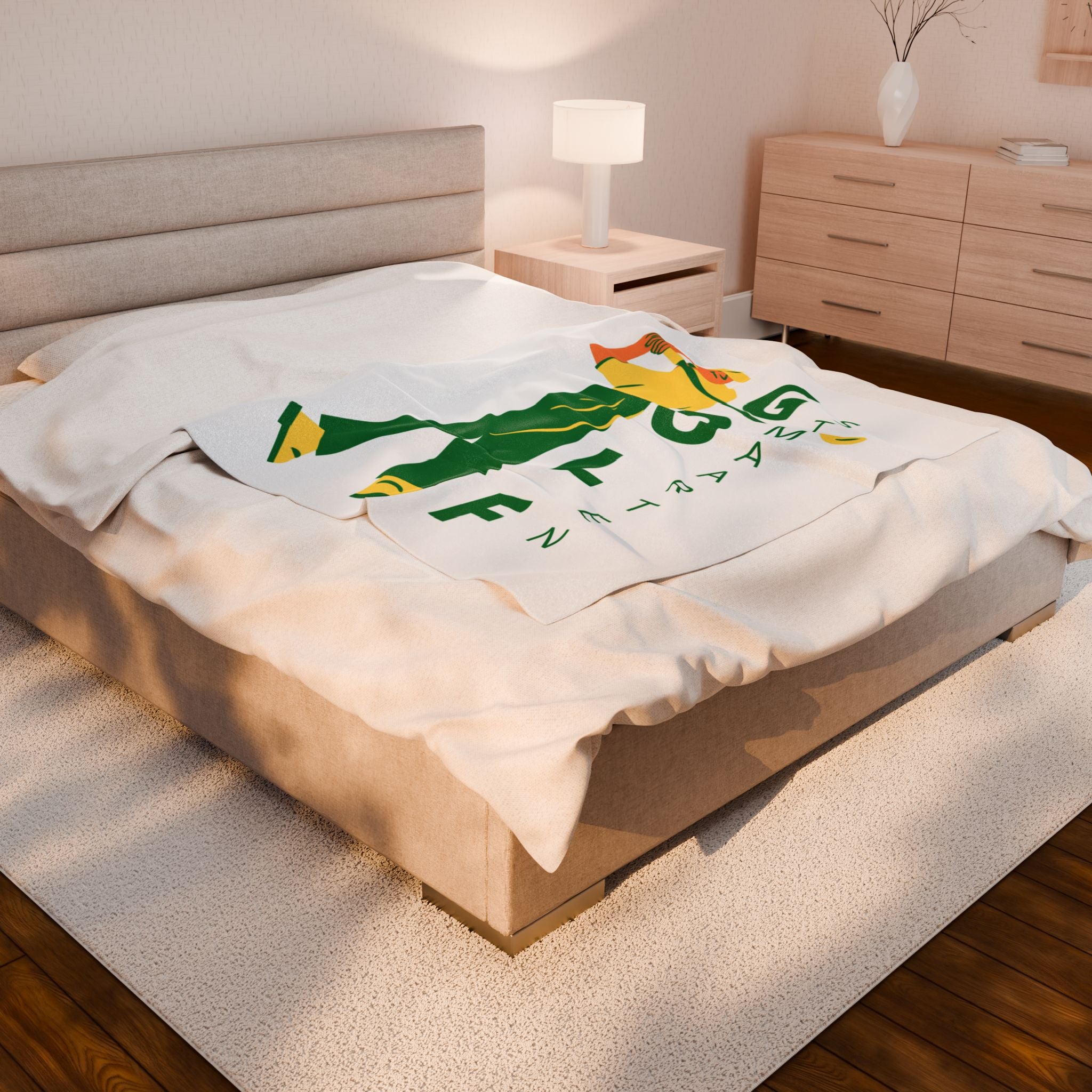 Golf blanket with modern flat design golfer graphic