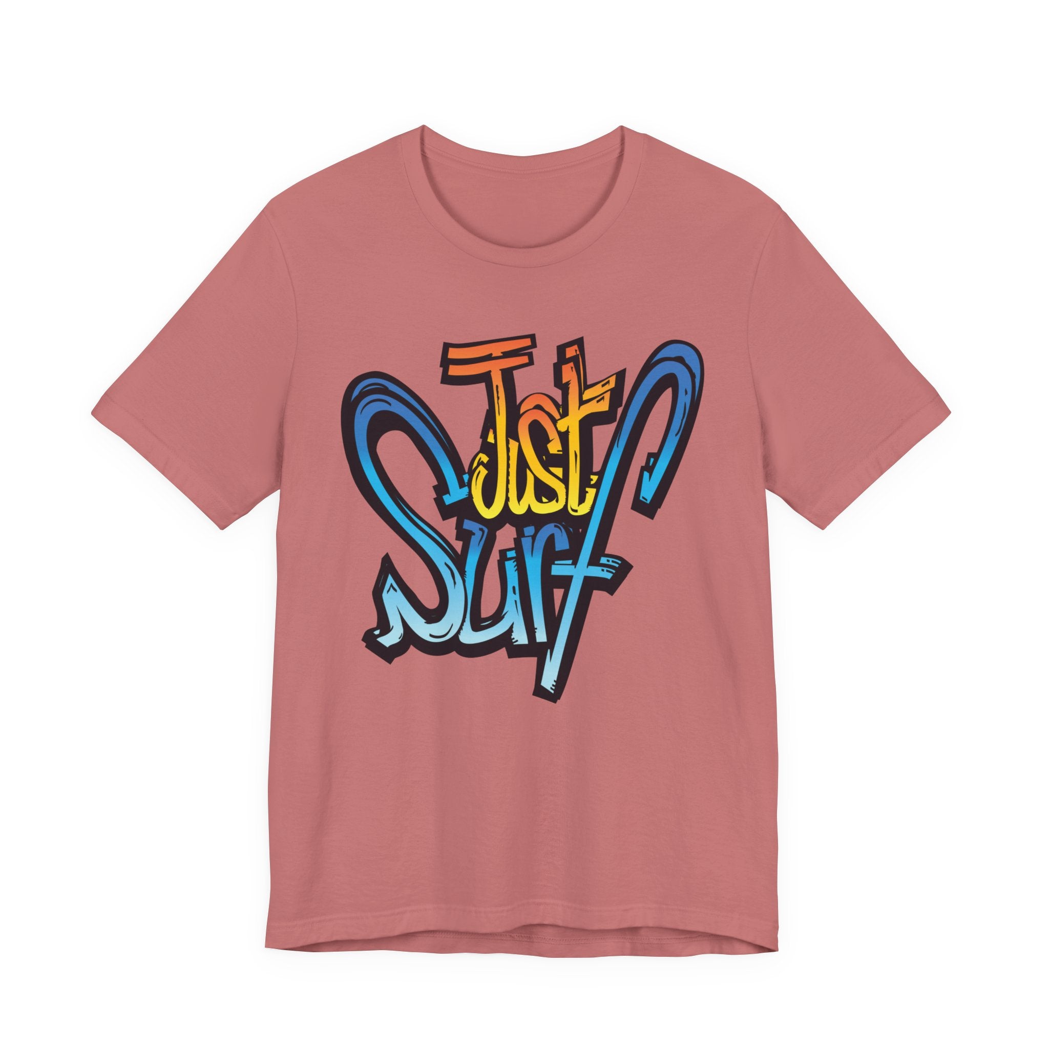 Just Surf Graphic Tee — Retro Surfboard Beach T‑Shirt
