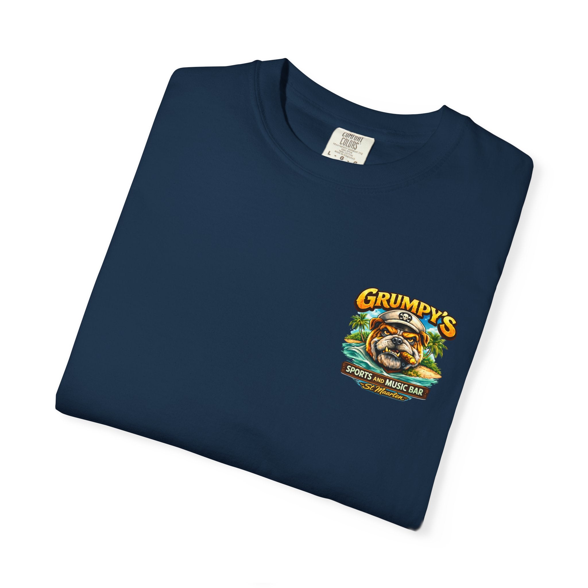 Seafoam Grumpy's St. Maarten T-Shirt – Sports Bar Logo Tee, t-shirt product image 22, size XL.