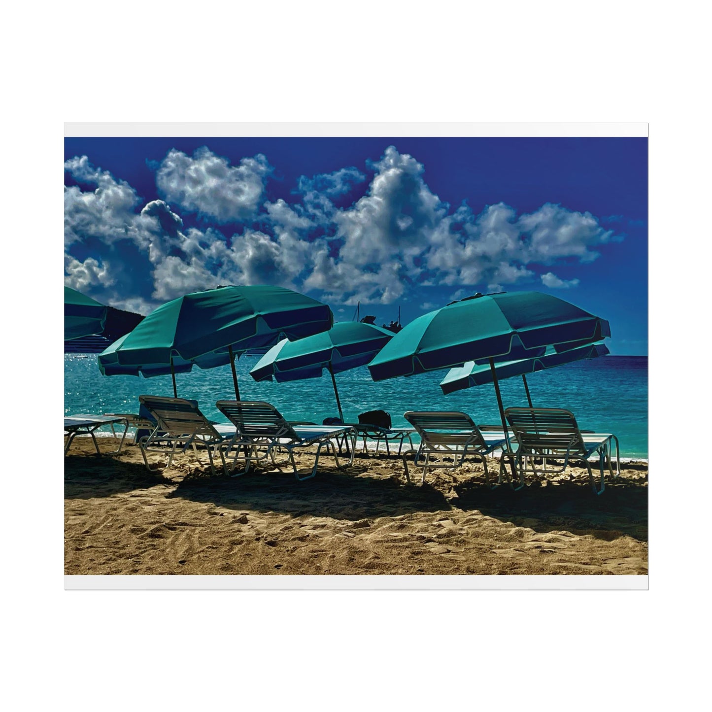 Poster Rholio Ymbarél Traeth o Sint Maarten