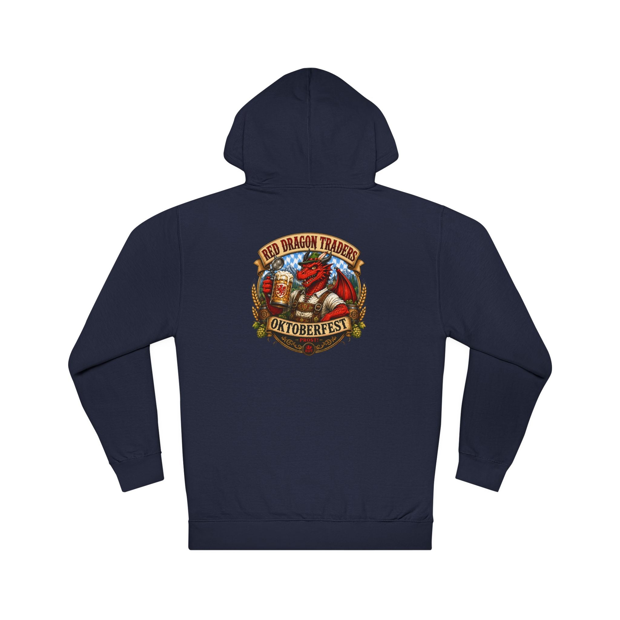 Navy Red Dragon Oktoberfest hoodie with back print