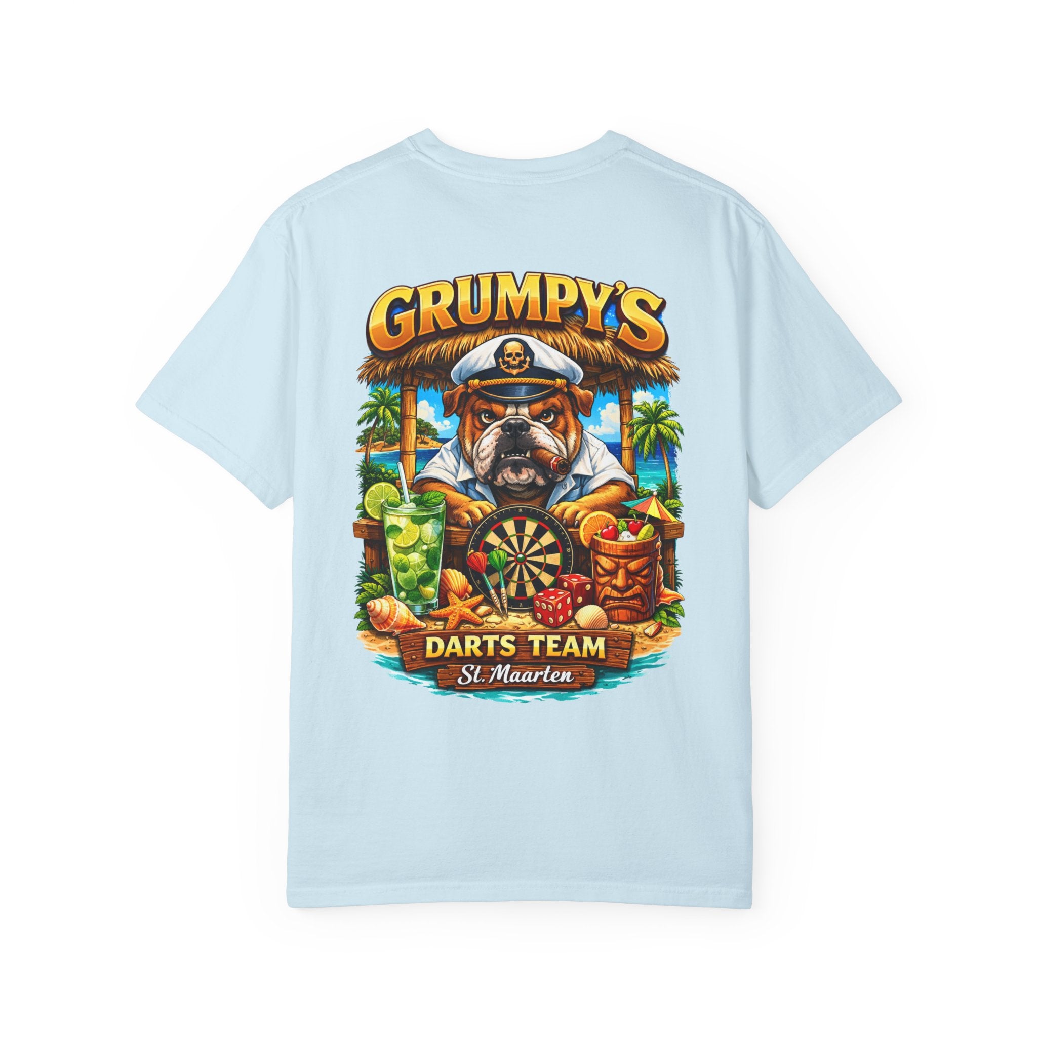 Seafoam Grumpy's Darts Team T-Shirt – Tropical Bulldog Tee, t-shirt product image 17, size L.