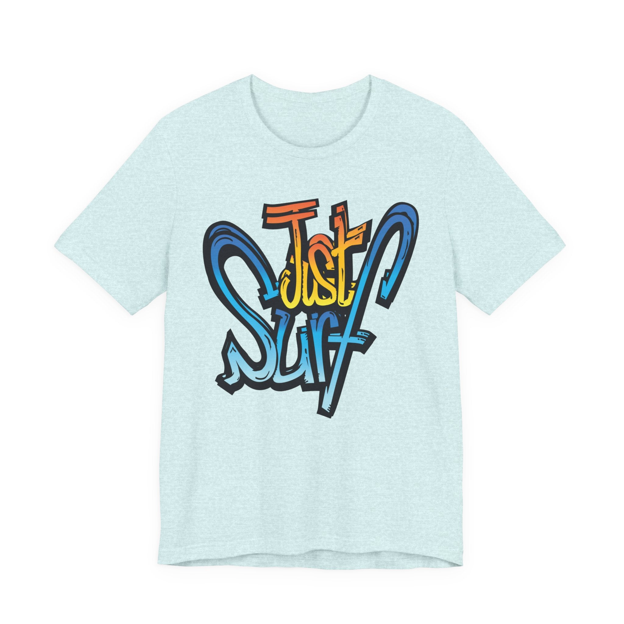 Just Surf Graphic Tee — Retro Surfboard Beach T‑Shirt