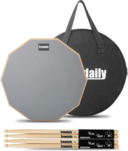 Drum Practice Pad for Drumming Drum Pad and Sticks 12 In,Sided with 2 Pairs/4 Ma