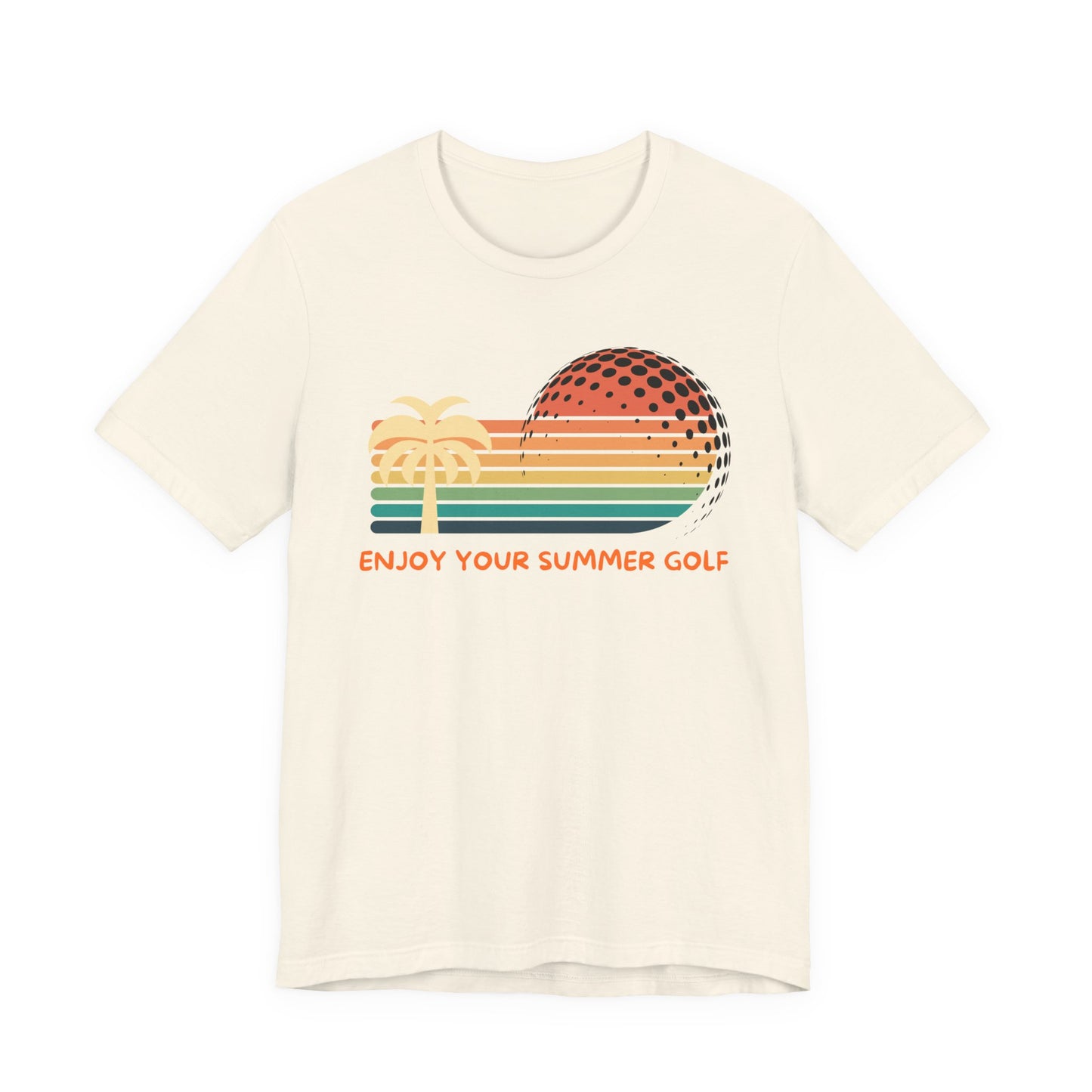 Summer Golf T‑Shirt - "Enjoy Your Summer Golf" Retro Palm & Golf Ball Tee