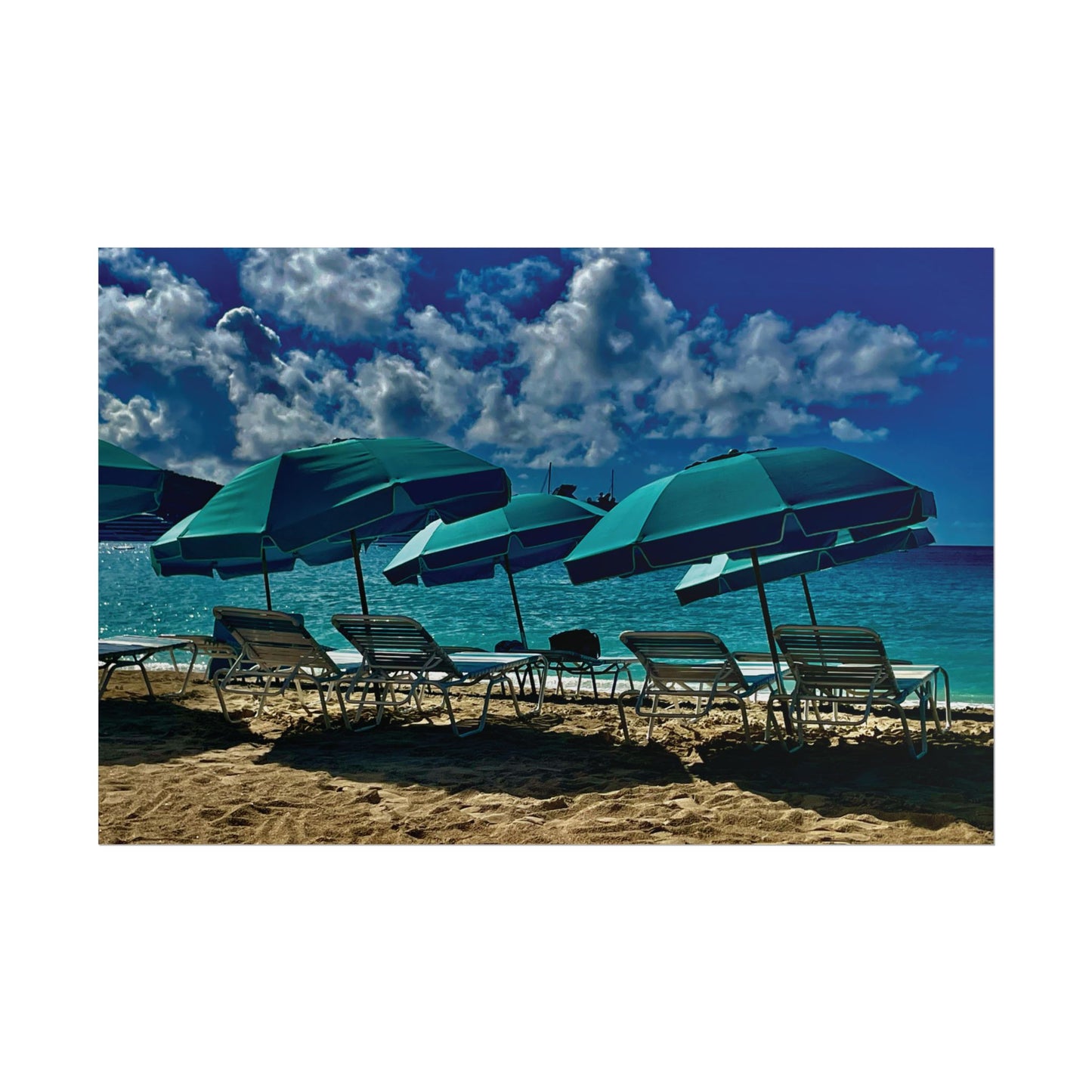 Poster Rholio Ymbarél Traeth o Sint Maarten