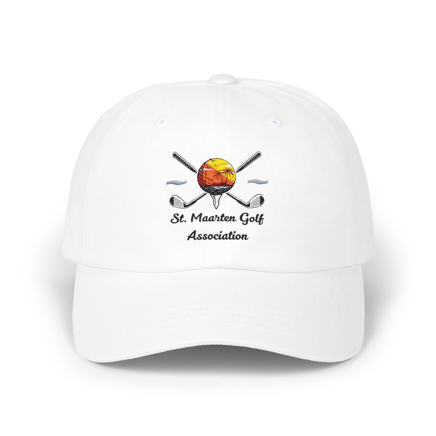 St. Maarten Golf Association Dad Cap - Embroidered Sunset & Crossed Clubs