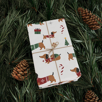 Papur Lapio Nadolig Dachshund Nadoligaidd