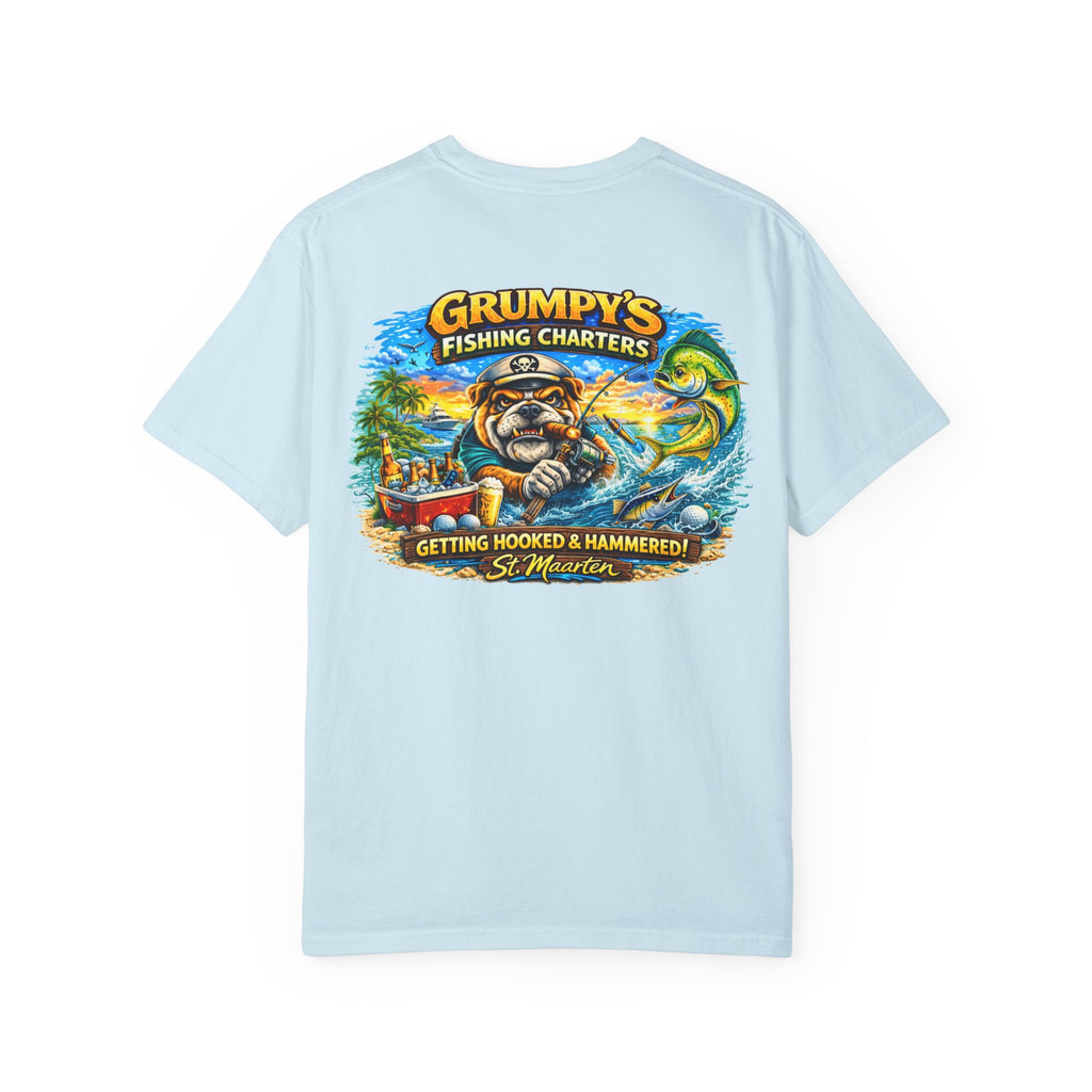 Ivory Grumpy's Fishing Charters Tee – "Hooked & Hammered", t-shirt product image 18, size L.