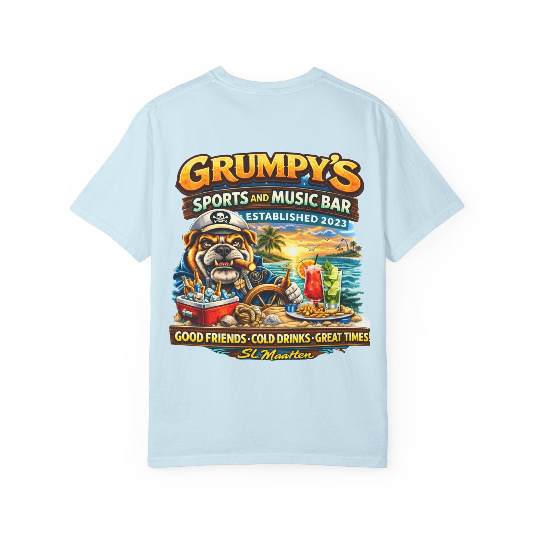 Black Grumpy's St. Maarten T-Shirt – Sports Bar Logo Tee, t-shirt product image 18, size XL.
