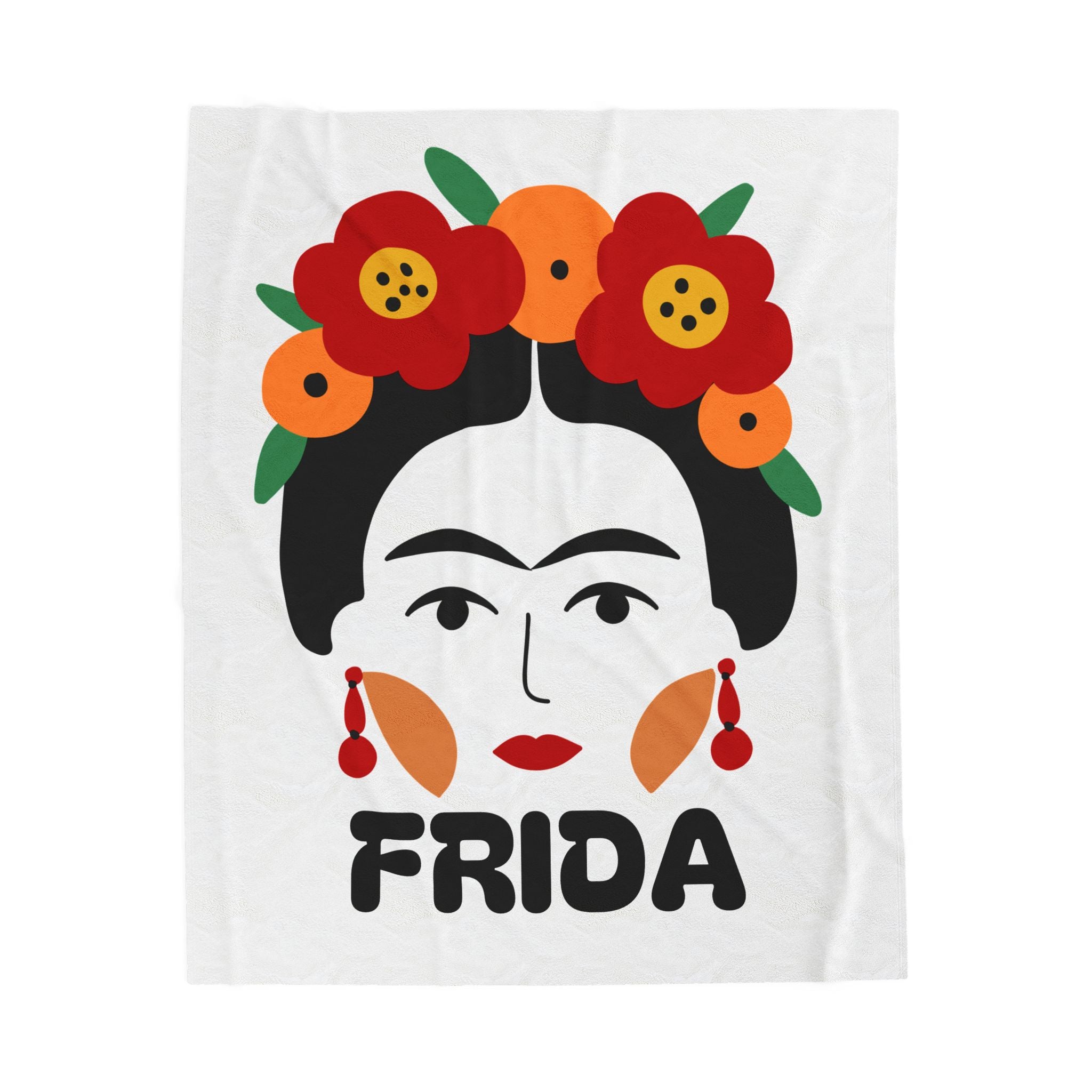 "Frida" Blanket with white background - large