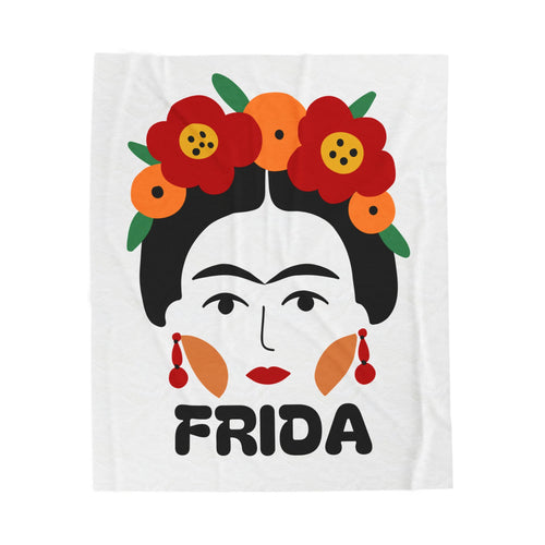 "Frida" Blanket with white background - large