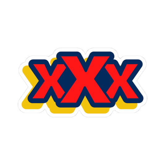 Logo with red 'XXX' text on a white background