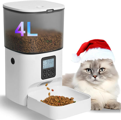 Feline Fine Dining: The 4L Cat Chow Chomper with a 10-Second Meow Message and Meal Madness for 8 Times a Day!