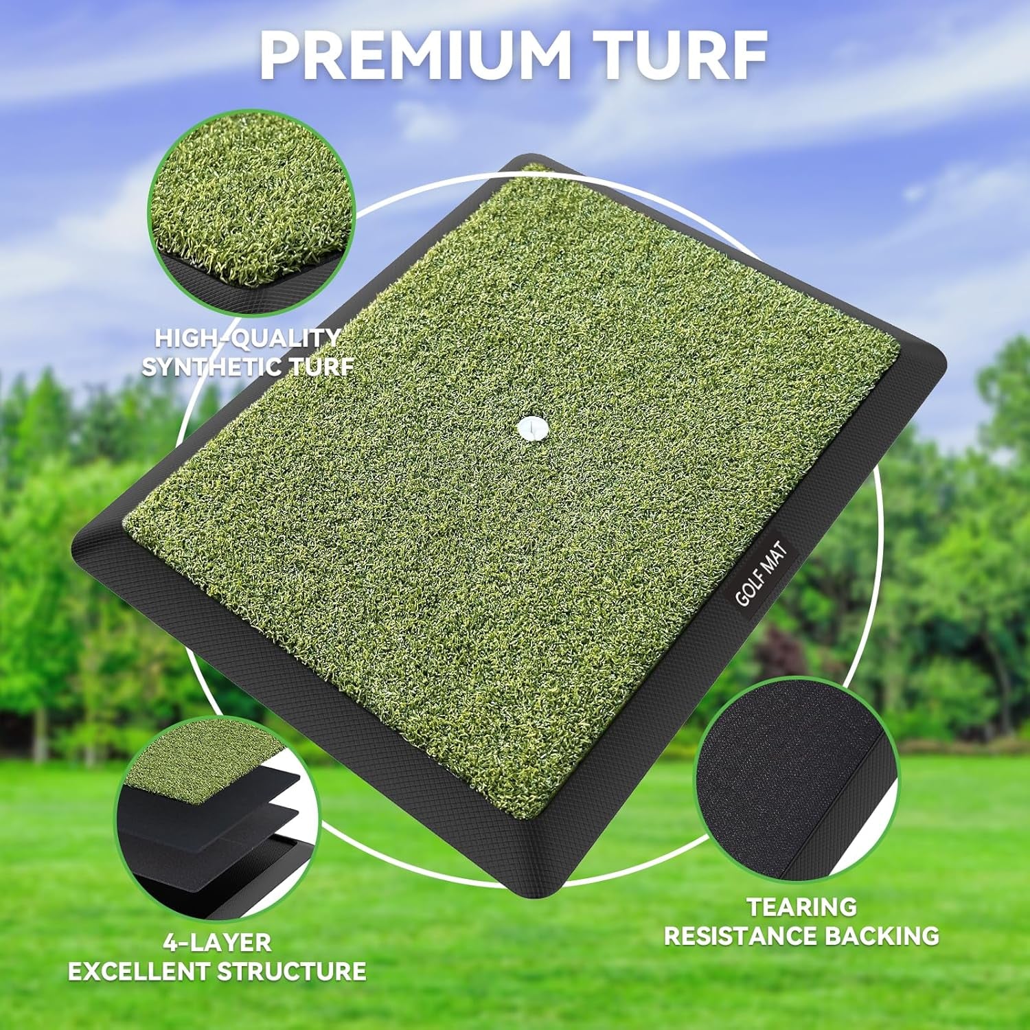 Golf Hitting Mat, Golf Practice Mat Outdoor Indoor for Training Chipping Show Swing Path, Golf Impact Turf Mat with Rubber Backing,Golf Accessories for Men,Gifts for Men/Dad/Husband