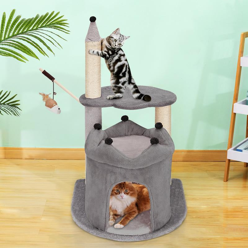 EROMMY 36 Inch Carpeted Cat Tower with Scratching Post & Toy