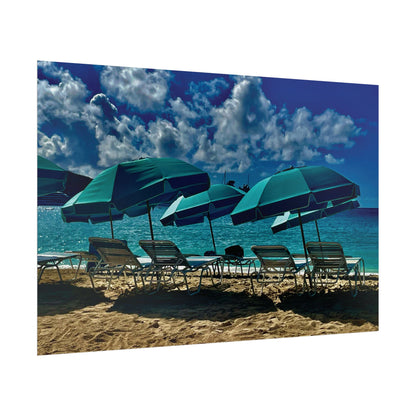 Poster Rholio Ymbarél Traeth o Sint Maarten