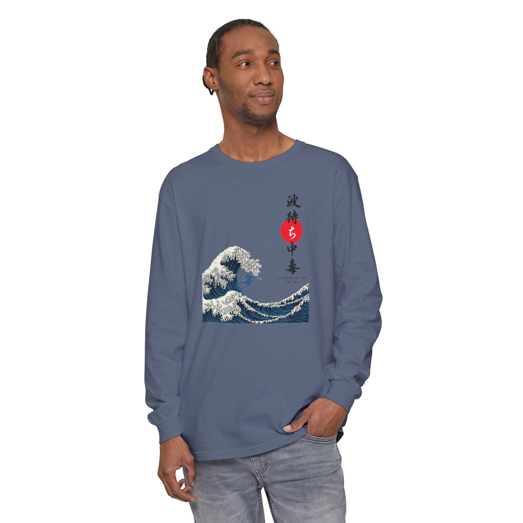 Great Wave Japanese Long Sleeve Tee — Kanagawa Wave & Red Sun Graphic