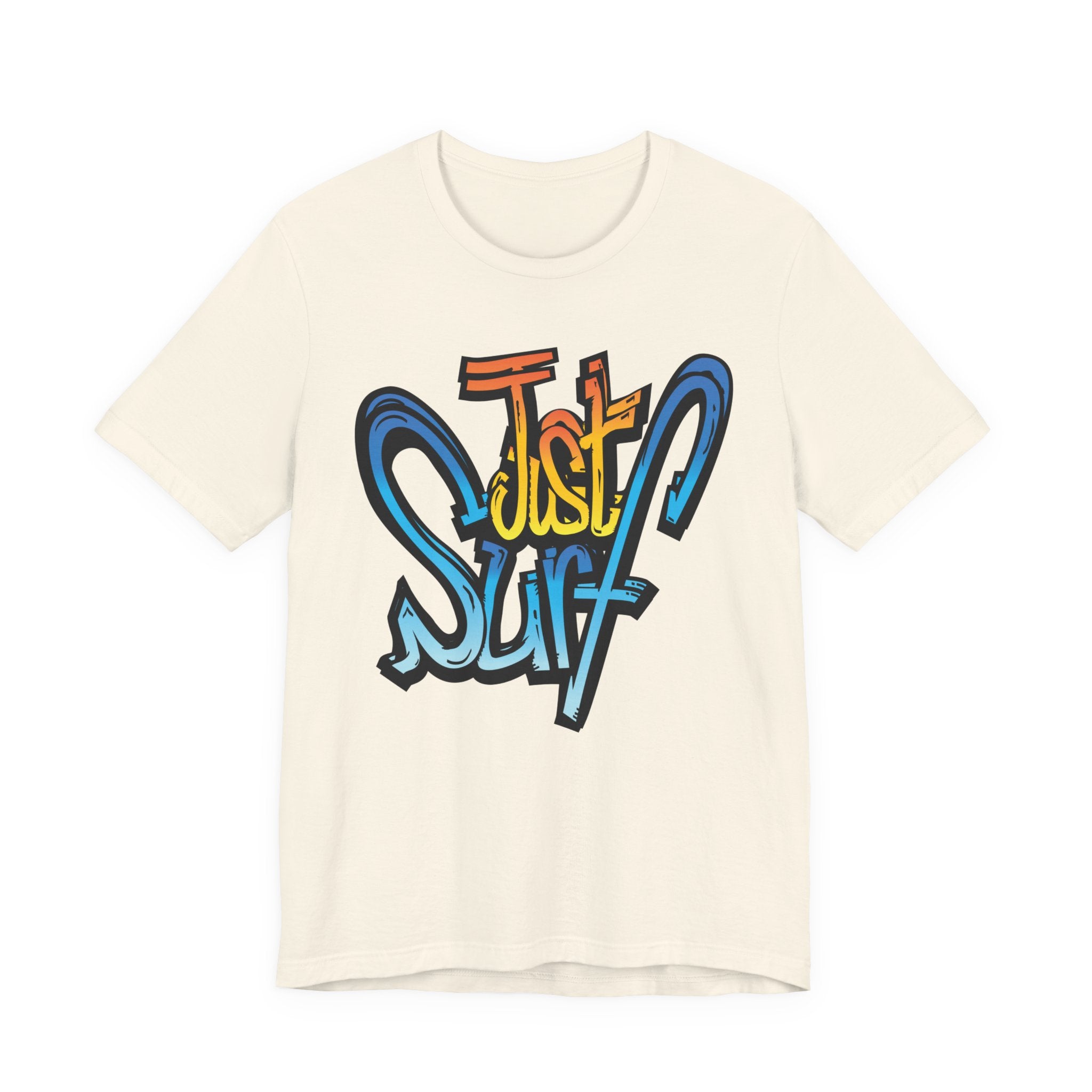 Just Surf Graphic Tee — Retro Surfboard Beach T‑Shirt