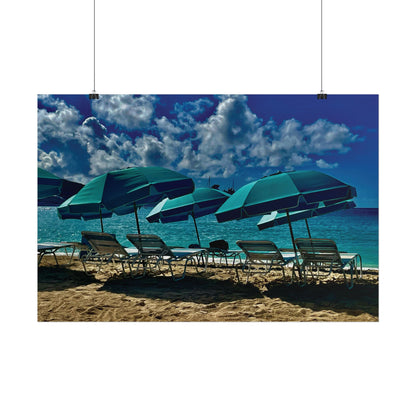 Poster Rholio Ymbarél Traeth o Sint Maarten