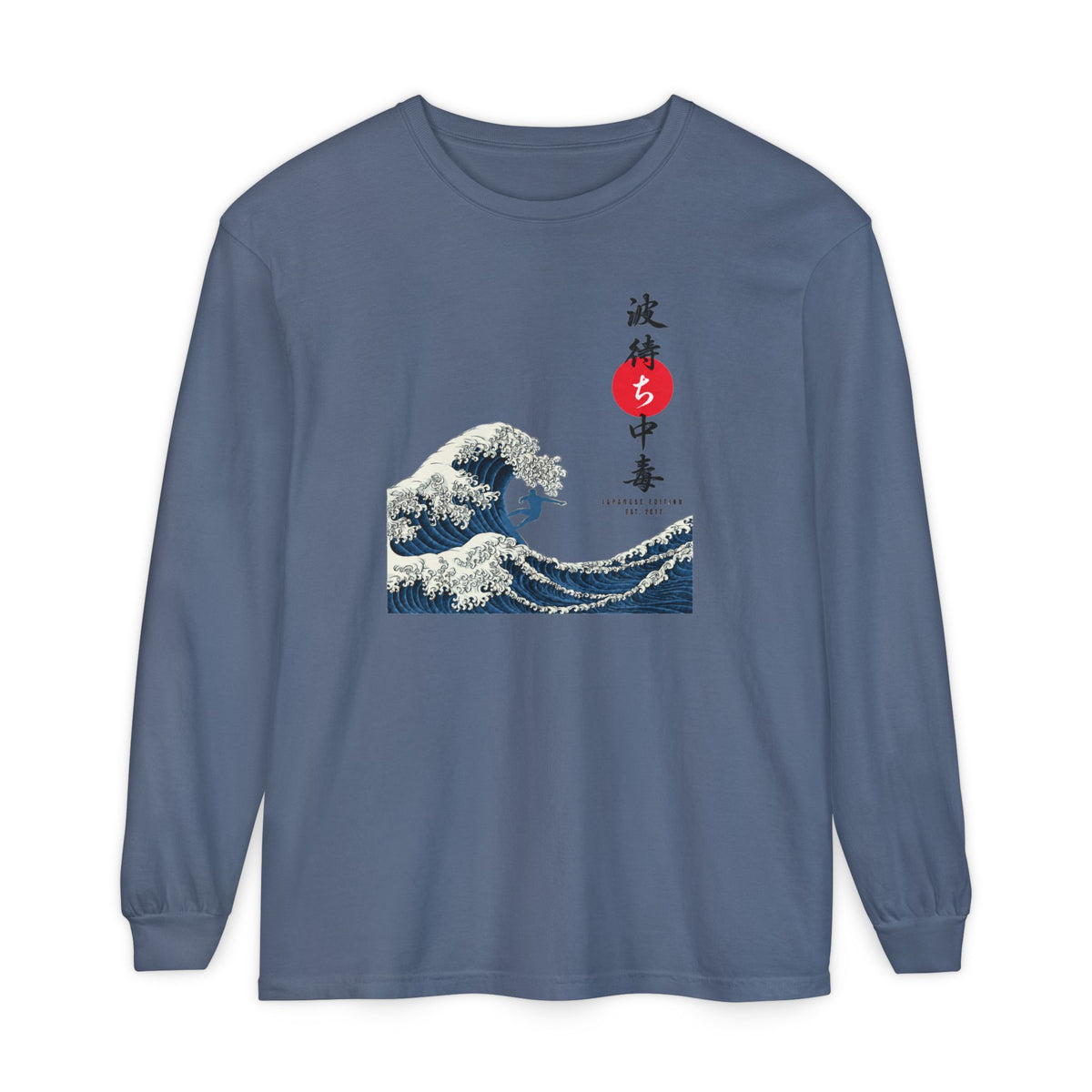 Great Wave Japanese Long Sleeve Tee — Kanagawa Wave & Red Sun Graphic