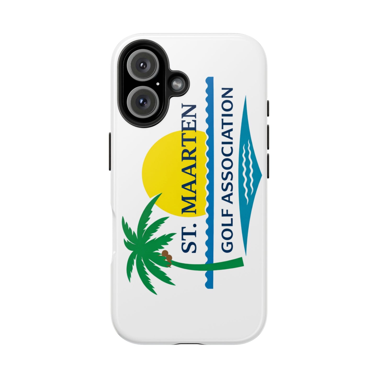 St. Maarten Golf Association Tough Phone Case — Tropical Palm & Sunset Protective Cover