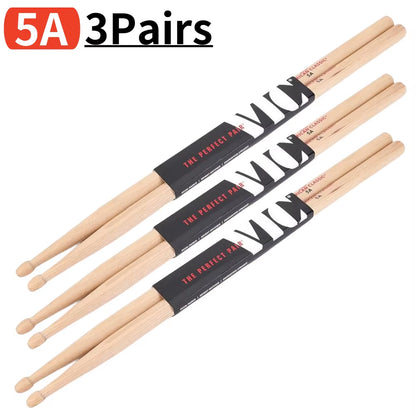 Beginners Drum Sticks Consistent Weight and Pitch Mallets Wood Tip Drumsticks American Hickory Drumsticks Percussion Accessories