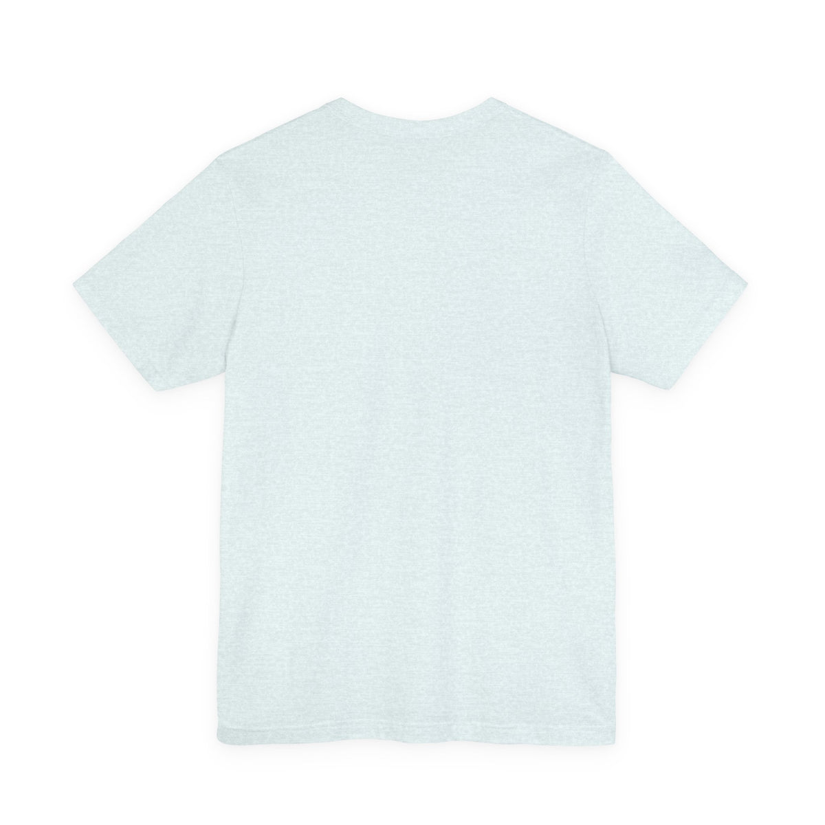 Back view of a plain ice blue heather t-shirt on a white background